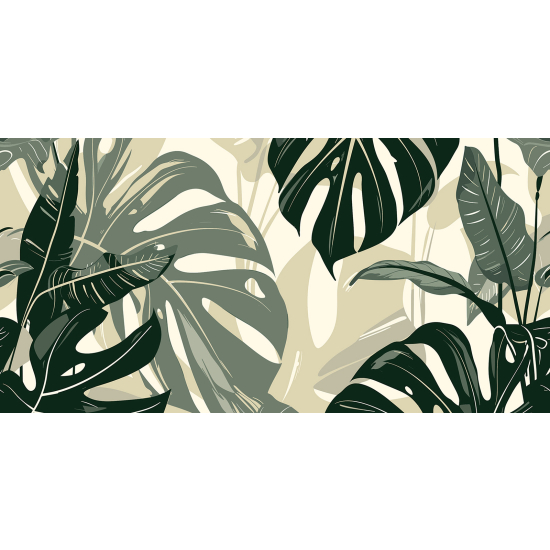 Panoramic Wallpaper - Wall Mural - Tropical leaves