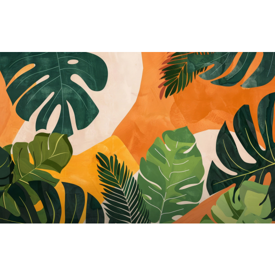 Panoramic Wallpaper - Wall Mural - Tropical leaves