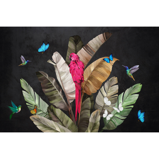 Panoramic Wallpaper - Wall Mural - Tropical Leaves Bird