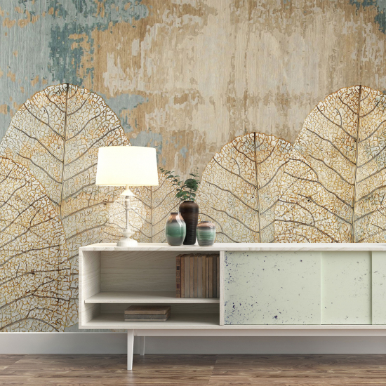 Panoramic Wallpaper - Wall Mural - Tropical Leaves Design