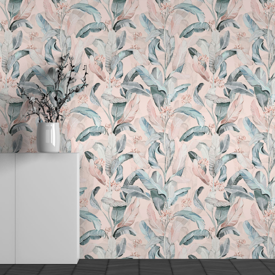 Panoramic Wallpaper - Wall Mural - Tropical Leaves Pattern