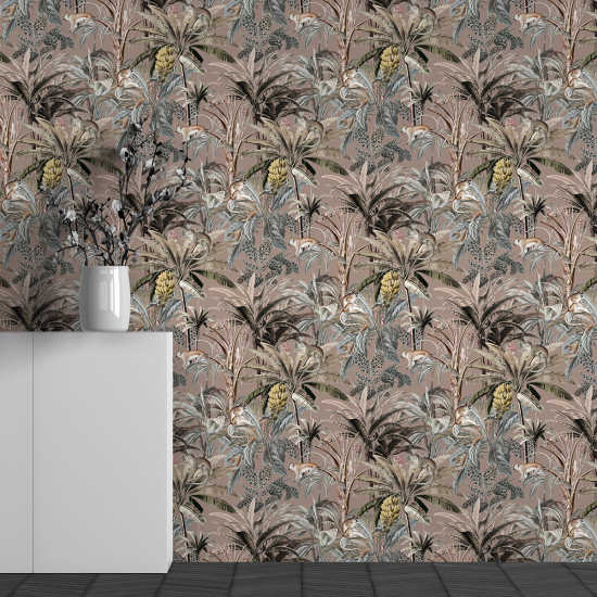 Panoramic Wallpaper - Wall Mural - Tropical Leaves Pattern