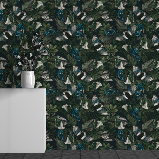 Panoramic Wallpaper - Wall Mural - Tropical Leaves Pattern