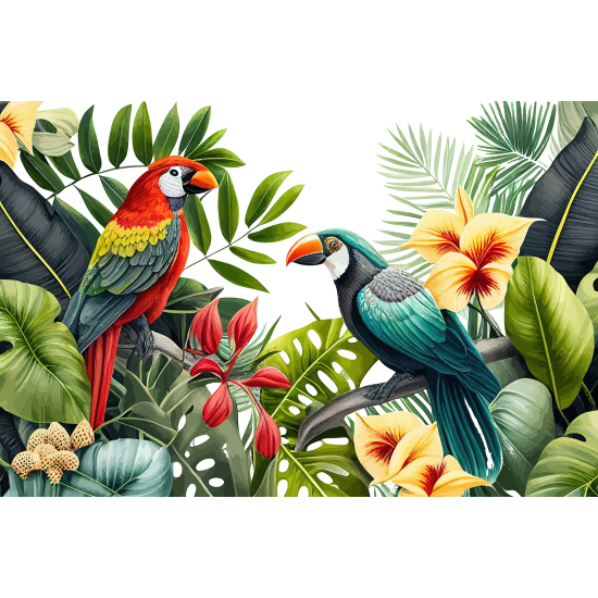 Panoramic Wallpaper - Wall Mural - Tropical Pattern