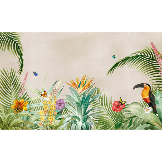 Panoramic Wallpaper - Wall Mural - Tropical Plants Toucan