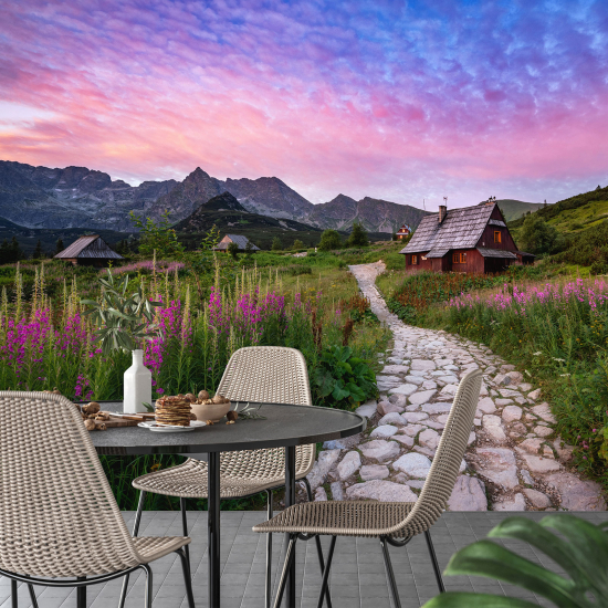 Panoramic Wallpaper - Wall Mural - Village Mountain Road