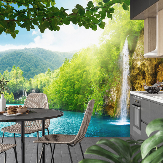 Panoramic Wallpaper - Wall Mural - Waterfalls