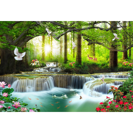 Panoramic Wallpaper - Wall Mural - Waterfalls