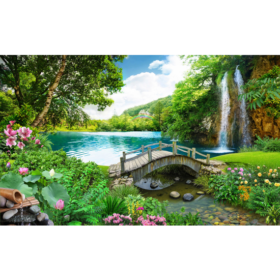 Panoramic Wallpaper - Wall Mural - Waterfalls