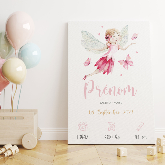 Personalized Baby Birth Canvas Print - Fairy