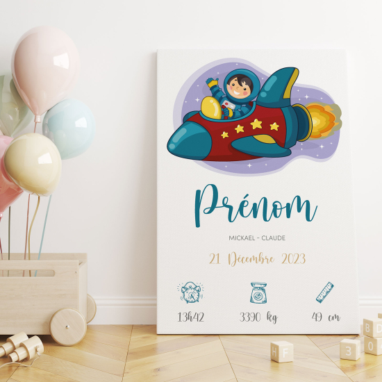 Personalized Baby Birth Canvas Print - Space