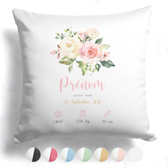 Personalized Baby Birth Pillow - Flowers