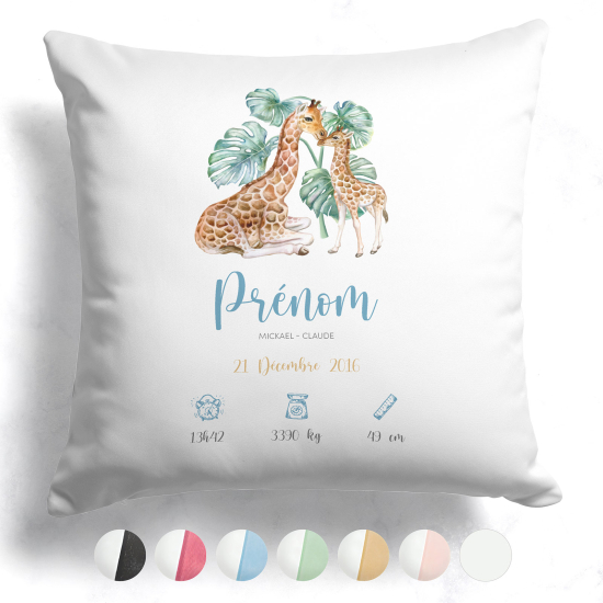 Personalized Baby Birth Pillow - Giraffes