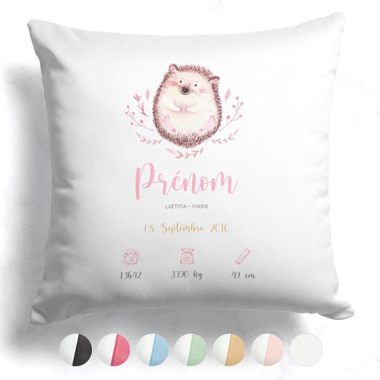 Personalized Baby Birth Pillow - Hedgehog