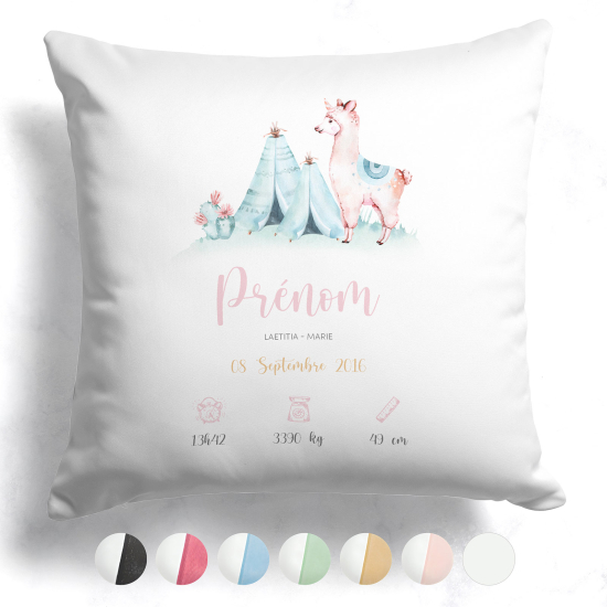 Personalized Baby Birth Pillow - Lama