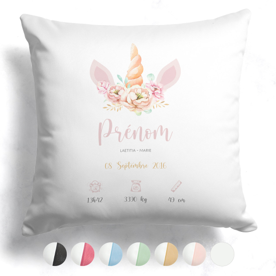 Personalized Baby Birth Pillow - Unicorn