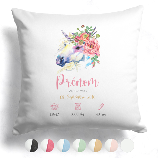 Personalized Baby Birth Pillow - Unicorn