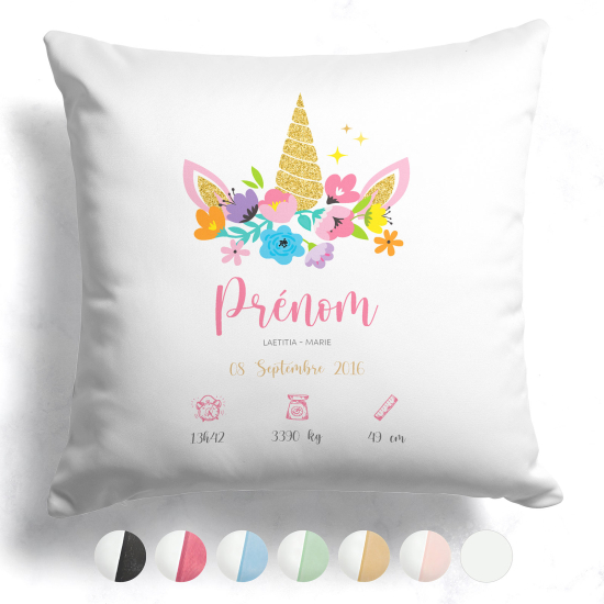 Personalized Baby Birth Pillow - Unicorn