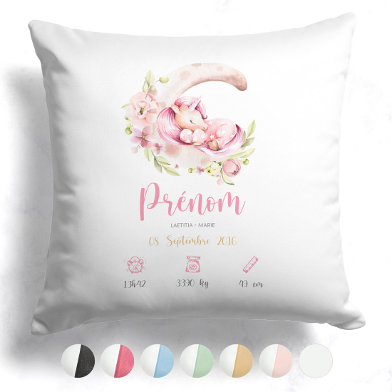 Personalized Baby Birth Pillow - Unicorn moon