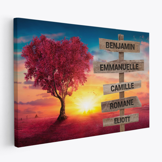 Personalized Canvas Print with Name - Heart tree