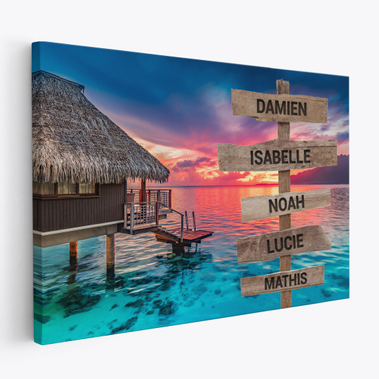 Personalized Canvas Print with Name - Heavenly floating bungalow