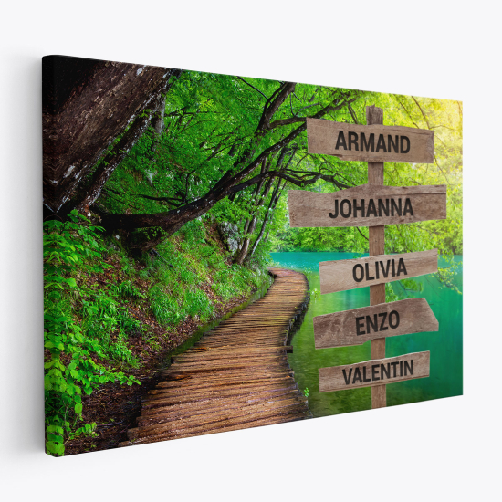 Personalized Canvas Print with Name - Path by the lake