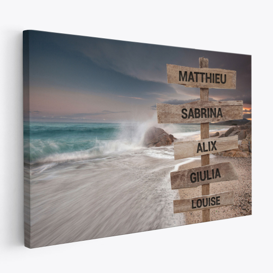 Personalized Canvas Print with Name - Sea beach