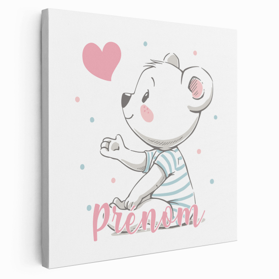 Personalized children's canvas print with name - Bear Heart