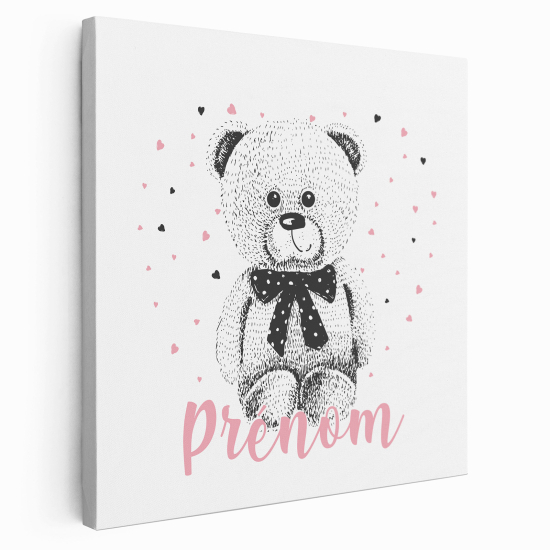 Personalized children's canvas print with name - Bear Hearts