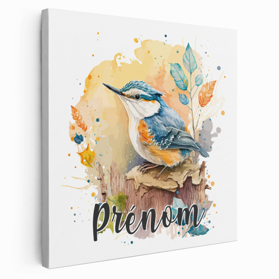 Personalized children's canvas print with name - Bird