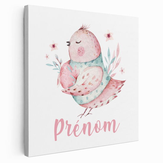 Personalized children's canvas print with name - Bird