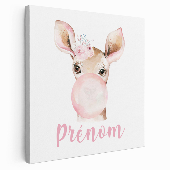 Personalized children's canvas print with name - Bubble fawn