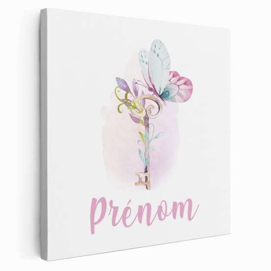 Personalized children's canvas print with name - Butterfly Key