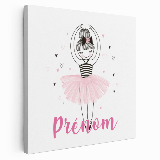 Personalized children's canvas print with name - Dancer hearts