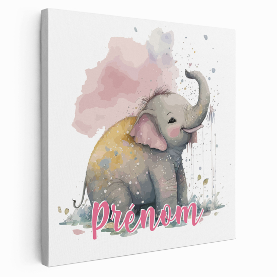 Personalized children's canvas print with name - Elephant