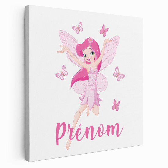 Personalized children's canvas print with name - Fairy Butterflies