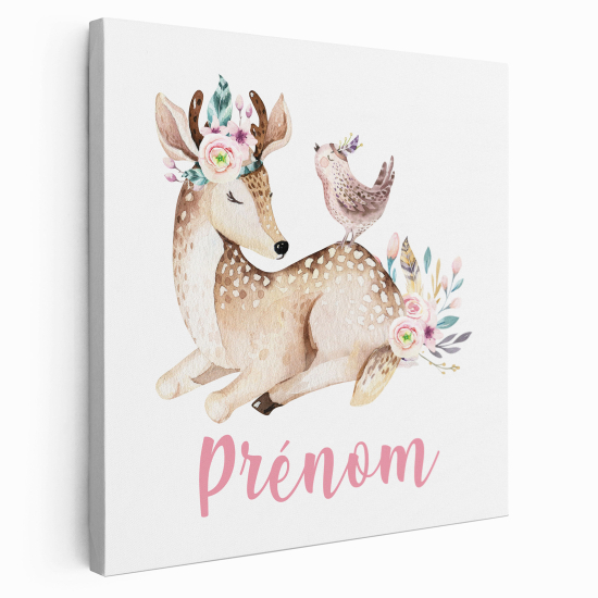 Personalized children's canvas print with name - Fawn