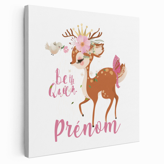 Personalized children's canvas print with name - Fawn be the queen