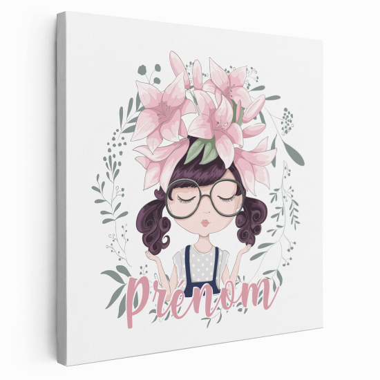 Personalized children's canvas print with name - Flower Girl