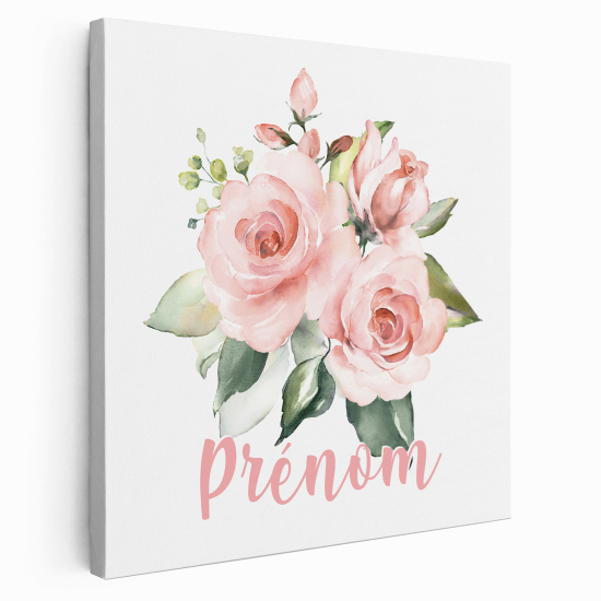 Personalized children's canvas print with name - Flowers