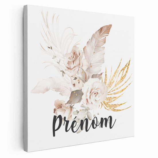 Personalized children's canvas print with name - Flowers