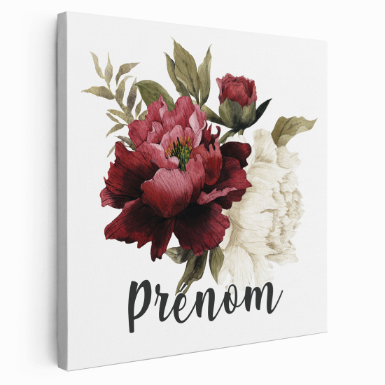 Personalized children's canvas print with name - Flowers