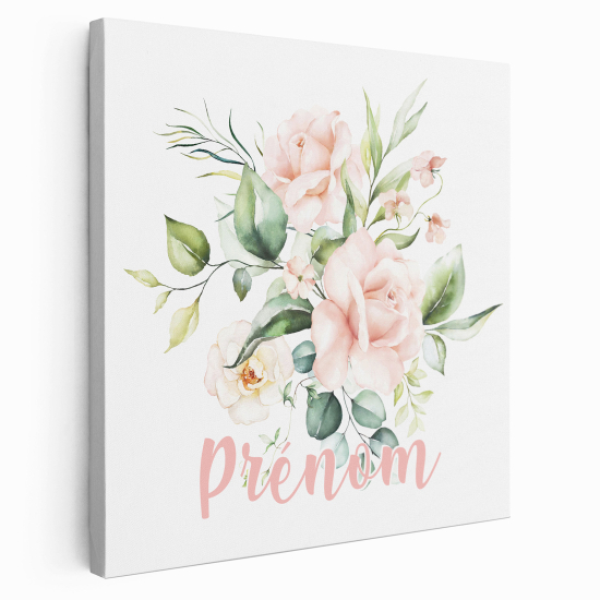 Personalized children's canvas print with name - Flowers