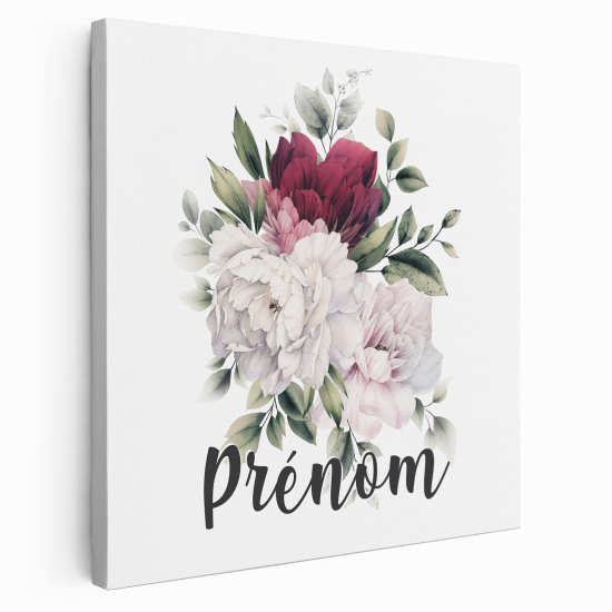 Personalized children's canvas print with name - Flowers