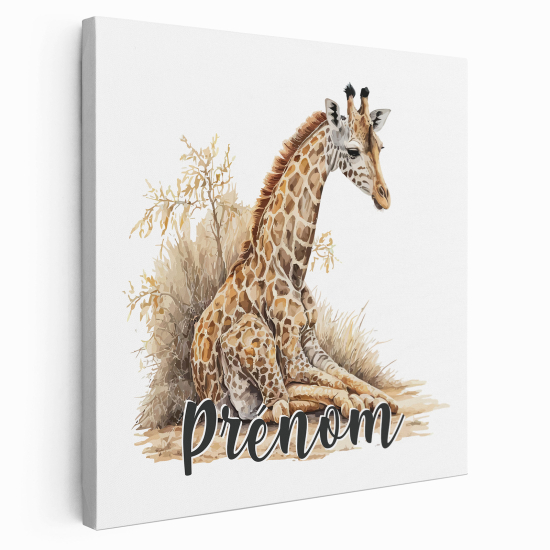 Personalized children's canvas print with name - Giraffe