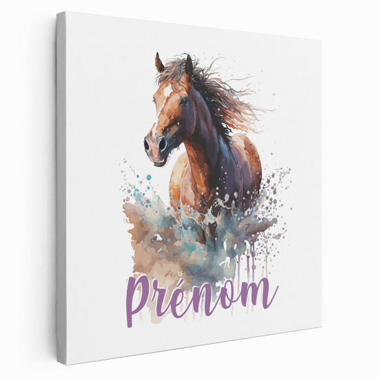 Personalized children's canvas print with name - Horse