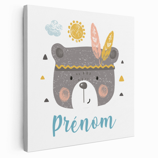 Personalized children's canvas print with name - Indian bear