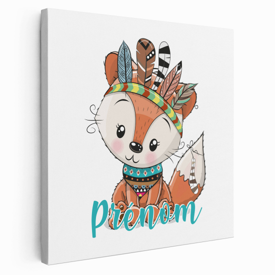 Personalized children's canvas print with name - Indian fox