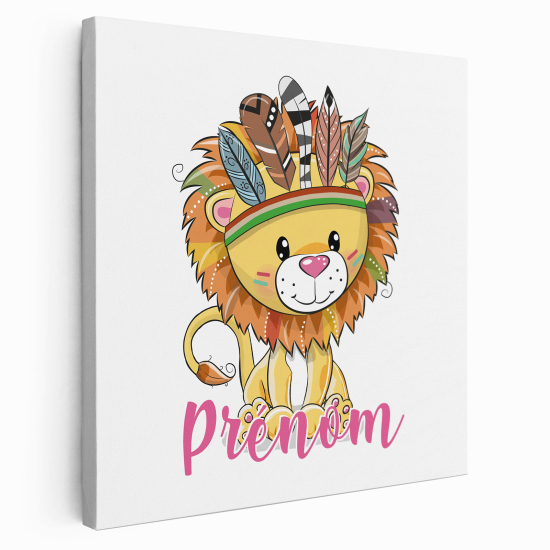 Personalized children's canvas print with name - Indian lion