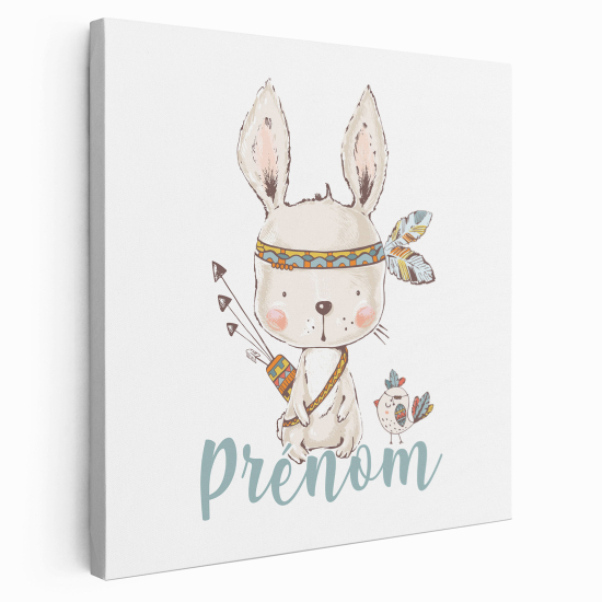 Personalized children's canvas print with name - Indian Rabbit